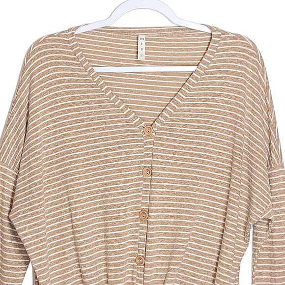 Womens Dolman Sleeve Button Down Striped Knit Blouse Size Large - Picture 2 of 4